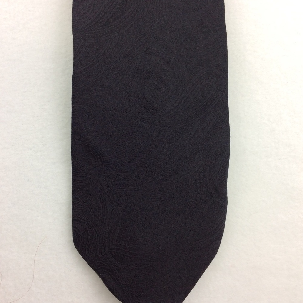 George Solid Black Silk Necktie - image 3